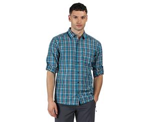 Regatta Mens Mindano III Polyester Checked Long Sleeve Shirt - Olympic Teal