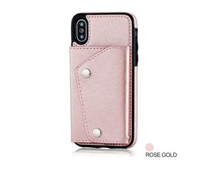 Rose Gold For Apple iPhone XR Luxury MAXCASE Back Leather Wallet Flip Case Cover