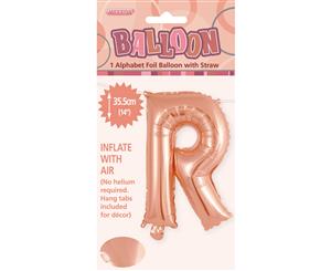 Rose Gold R Alphabet Foil Balloon 35cm