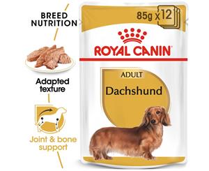 Royal Canin Canine Dachshund Loaf Adult Pouches Wet Dog Food 12x85g