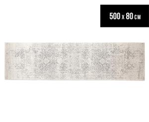 Rug Culture 500x80cm Cairo Runner Rug - Bone White/Silver