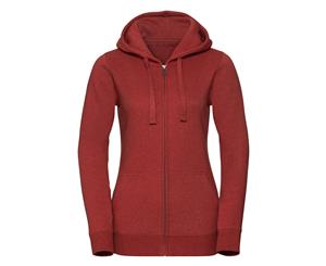 Russell Womens/Ladies Authentic Melange Zipped Hood Sweatshirt (Brick Red Melange) - RW7105