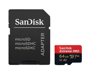 SanDisk 64GB 170MB/s Extreme PRO UHS-I microSDXC Memory Card with SD Adapter - SDSQXCY-064G