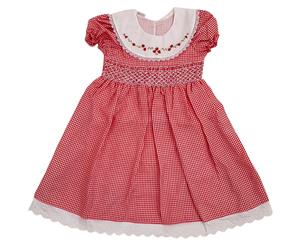 Sanvo Fashion - Red Checked Smocked Dress