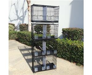 Set of 4 Stackable Breeding Bird Cage for Canary Finch Small Birds Black