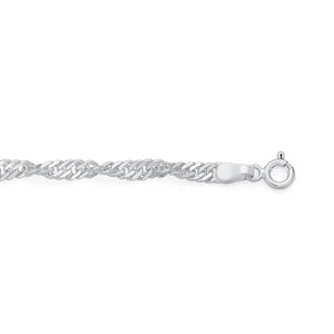 Silver 19cm Singapore Twist Link Bracelet