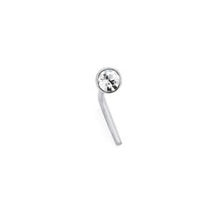 Silver White CZ Bezel Set Nose Stud