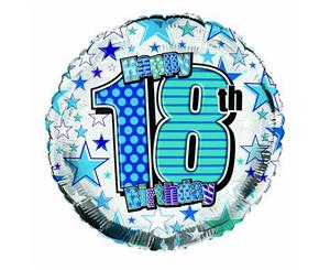 Simon Elvin Star Pattern Happy 18Th Birthday Foil Balloon (Silver/Blue) - SG4613