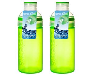 Sistema Trio Drink Bottles 580ml Green x 2