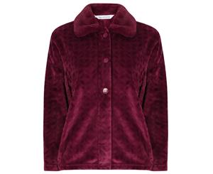 Slenderella BJ2340 Faux Collar Bed Jacket - Damson