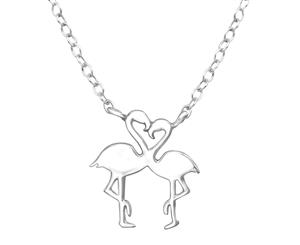 Sterling Silver Flamingo couple Necklace