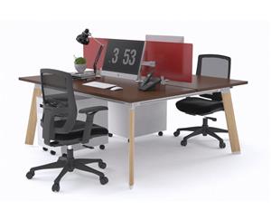 Switch - 2 Person Workstation Wood Imprint Frame [1200L x 800W] - wenge red perspex