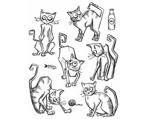 Tim Holtz Cling Stamps 7&quotX8.5"-Crazy Cats