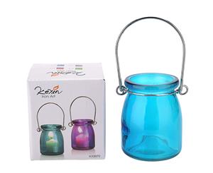 Turquoise 1pce 8.5x6.5cm Glass with Metal Hanger Tealight Holder in Bright Colours Party Theming - Turquoise