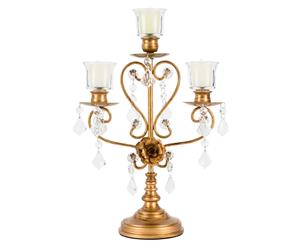 Vintage 3-Light Candelabra Centerpiece | Gold | Madeleine Collection