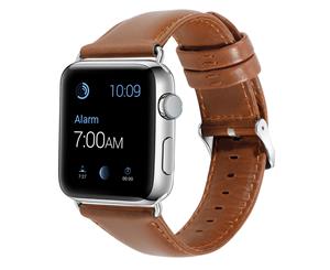 WIWU Dermal Watch Band Genuine Leather Replacement Strap Wristband For Apple Watch Series 5 4 3 2 1-Light Brown