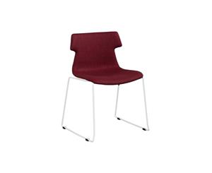 Wave Fabric Chair - Sled Base White - burgundy