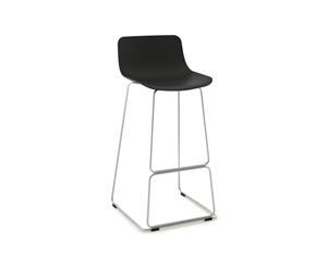 Wave Plastic Bar Stool - Sled Base Chrome - black