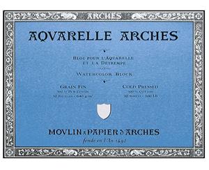 10 Sheets Arches Aquarelle Watercolour Block - NOT - 640gsm/300lb - 310 x 410mm (12 x 16")