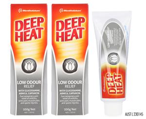 2 x Deep Heat Low Odour Pain Relief Cream 100g