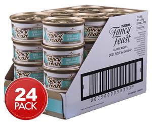 24 x Purina Fancy Feast Cat Food Gourmet Cod Sole & Shrimp 85g