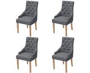 4x Oak Dining Chairs Fabric Dark Grey Home Kitchen Furniture Seats