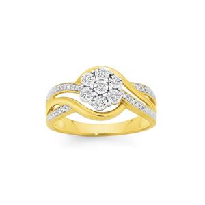 9ct Gold Diamond Flower Wrap Ring