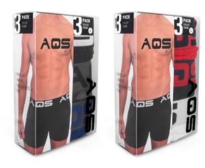 AQS - Men's Boxers Pack of 6 - Black Grey Dark Blue + Red Black White