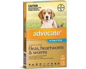 Advocate Dog Flea and Worm Treatment 4-10kg Aqua 3 Pack (A2301)