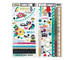 American Crafts - Colour Kaleidoscope Collection - Cardstock Stickers with Foil Accents - Accents and Phrases