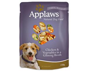 Applaws Dog Food Chicken & Vegetables In Ginseng Broth Pouch 150g 12's (A5258)