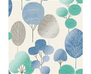 Crown Scandi Forest Wallpaper Blue (M1526)