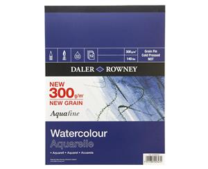 Daler Rowney Aquafine Pad 300gsm 254x178mm (10x7") 12 sheets - gummed pad