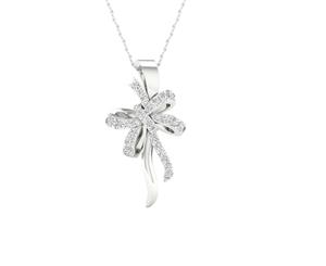 De Couer 9KT White Gold Diamond Knotted Ribbon Necklace (1/8CT TDW H-I Color I2 Clarity)