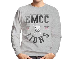 East Mississippi Community College Lions Skull Logo Men's Sweatshirt - Heather Grey