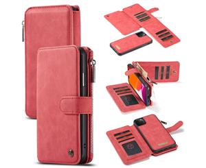 For iPhone 11 Pro Max Case Wallet PU Leather Detachable Flip Cover Red