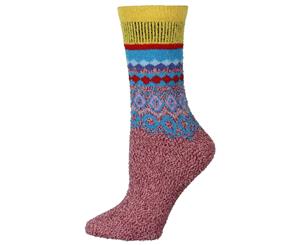 Free People Womens Snowbird Printed Crew Slipper Socks