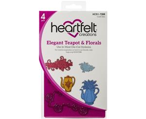 Heartfelt Creations Cut & Emboss Dies Elegant Teapot & Florals 1.75 To 4.25