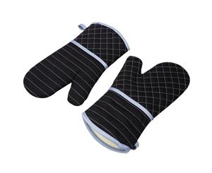 Heat Resistant Kitchen Oven Mitts - Black  1 x Pair