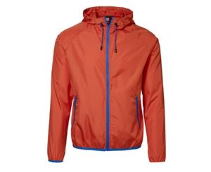 Id Mens Lightweight Fitted Windbreaker Jacket With Packaway Bag (Orange) - ID369