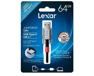 Lexar Jumpdrive C20c 64Gb Usb 3.1 & Typec Flash Drive - Upto 150Mb/S