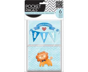 Me & My Big Ideas Pocket Pages Themed Embellished Cards 6/Pk-Hello Baby Boy