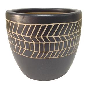 Northcote Pottery 15 x 13cm Black Aspen Glazed Pot