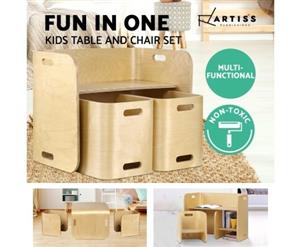 Nu Bicheno Kids Table and 2 Bench Chair Set - Natural