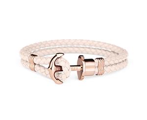 Paul Hewitt PHrep Leather Bracelet Rose Gold Anchor - Pink Rose