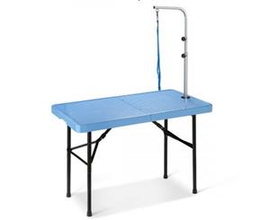 Pet Dog Grooming Table with Portable Handle and Adjustable Button Blue-75cm