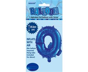 Royal Blue Q Alphabet Foil Balloon 35cm