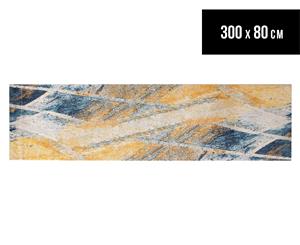 Rug Culture 300x80cm Power Loomed Modern Abstract Runner Rug - Blue