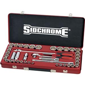 Sidchrome 1/2inch 41Pc AF/Met 3/8inch-1 1/4inch 8-32mm Socket Set SCMT14104