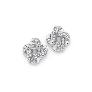 Silver CZ Twist Stud Earrings